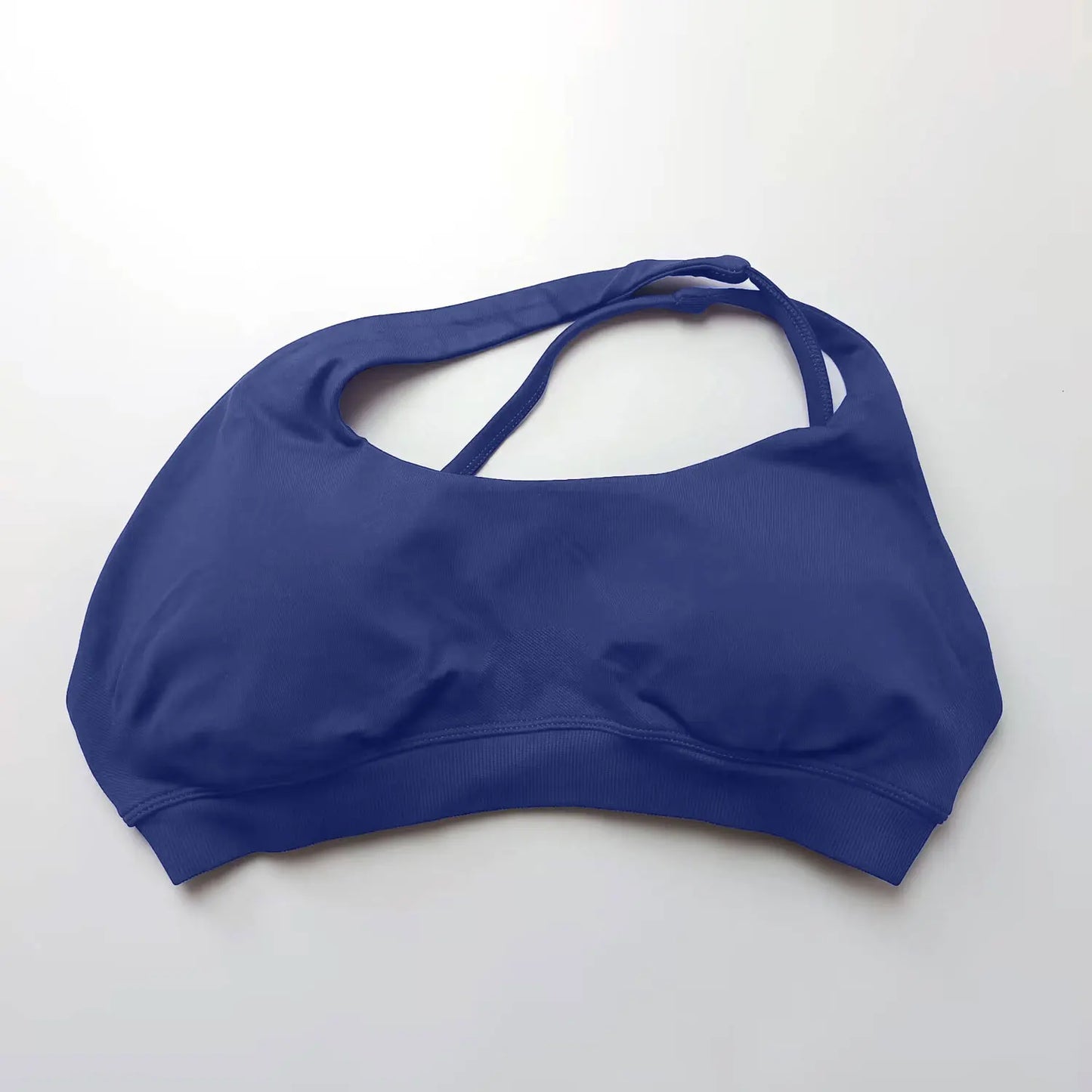 Cralom Asymmetric High Support Halter Sports Bra for Women - Backless Fitness Activewear