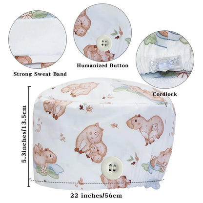 Cralom Animal Print Surgical Caps: Cotton Nurse Hats