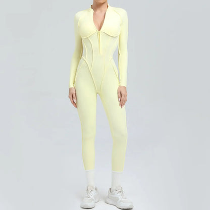 Cralom Backless Yoga Jumpsuit | Long Sleeve Tight-Fit Activewear
