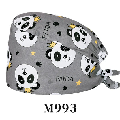 Cralom Cartoon Print Cotton Scrub Caps for Pet Grooming & Medical Professionals