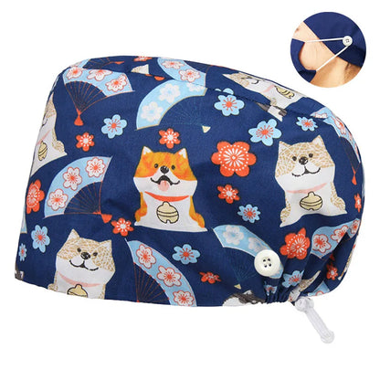 Cralom Dental Patterned Scrub Cap – Adjustable Surgical Work Hat for Nurses & Doctors