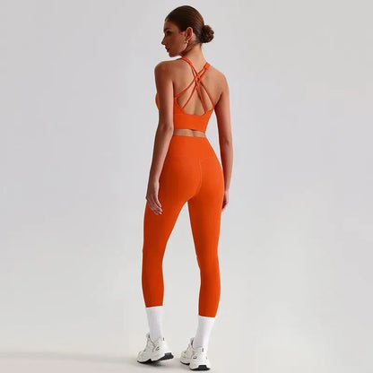 Cralom Seamless Yoga Set: Backless Sports Bra & Booty-Lifting Leggings