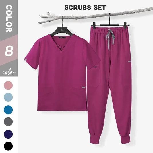 Cralom Pet Shop Medical Scrubs Set for Women with Short Sleeves
