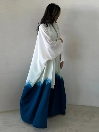 Cralom Tie Dye Batwing Kimono Abaya: Ramadan 2024 Luxury Collection