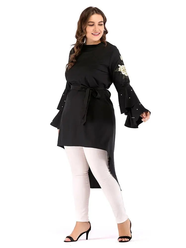 Cralom Ramadan Black Abaya Kaftan - Luxury Islamic Dress for Women