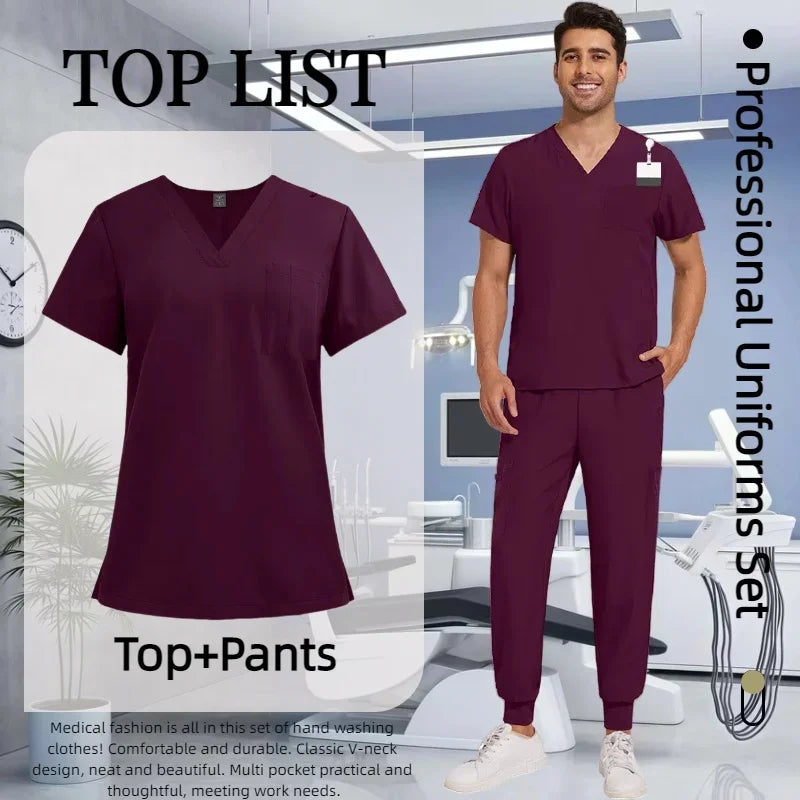 Cralom Premium Nurse Scrubs Set - Clinical Style for Anti-Wrinkle Medical Uniforms