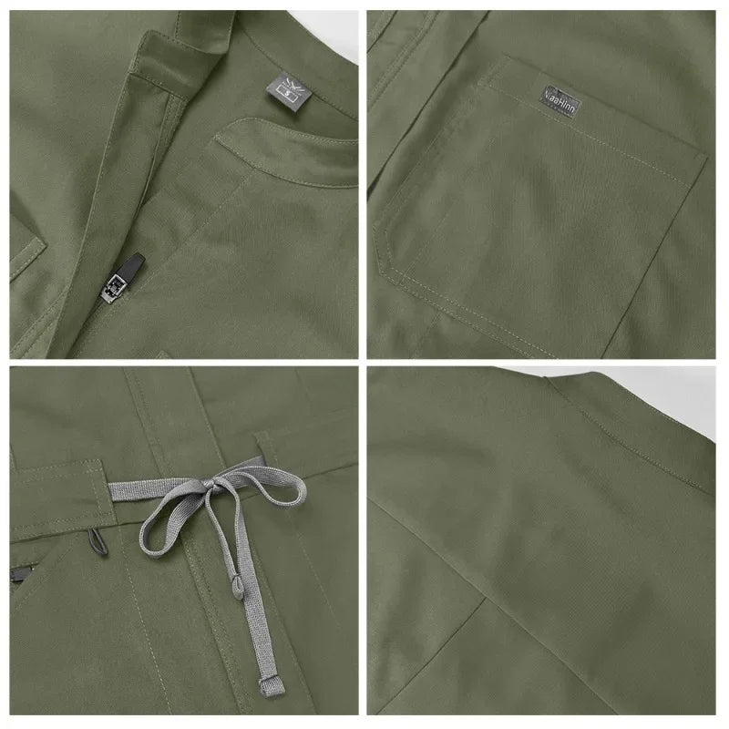 Cralom Zipper Mandarin Collar Nurse Jumpsuit - Women's Medical Uniform