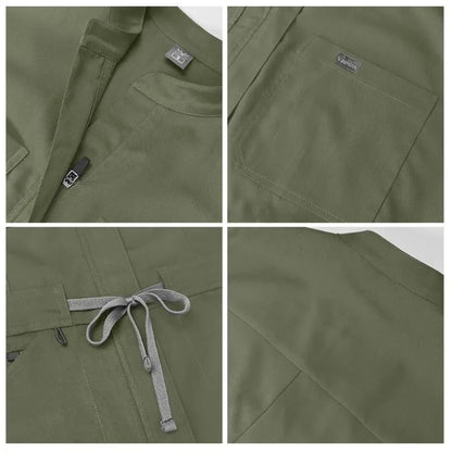 Cralom Zipper Mandarin Collar Nurse Jumpsuit - Women's Medical Uniform