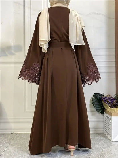 Cralom Ramadan Coffee Abaya Modest Dress Kaftan Robe