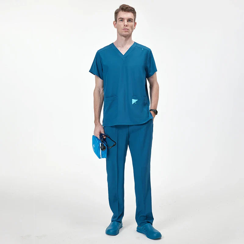 Cralom Unisex Scrub Set: V-Neck Top & Straight Leg Pant