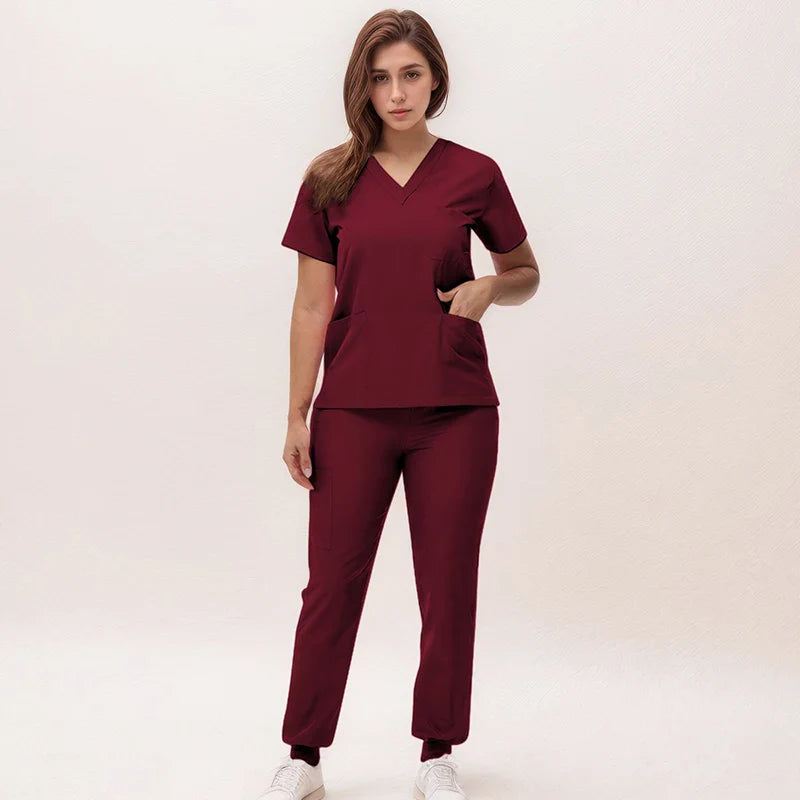 Cralom V-Neck Scrub Set - Premium Nurse Uniform & Doctor Surgical Workwear