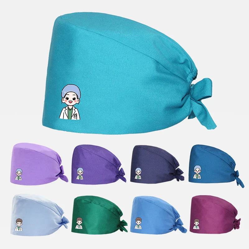 Cralom Cartoon Printed Surgical Scrub Caps for Medical & Pet Grooming Pros
