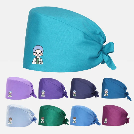 Cralom Cartoon Printed Surgical Scrub Caps for Medical & Pet Grooming Pros