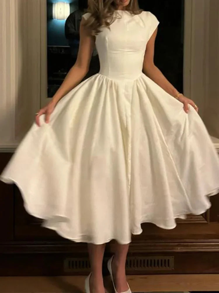 Cralom Elegant O Neck Ruffled Floor-Length Dress - Summer 2025 Collection