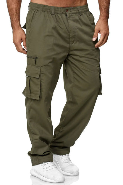 Cralom Men's Outdoor Work Pants - Multi-Pocket Straight Style for Hiking & Fishing