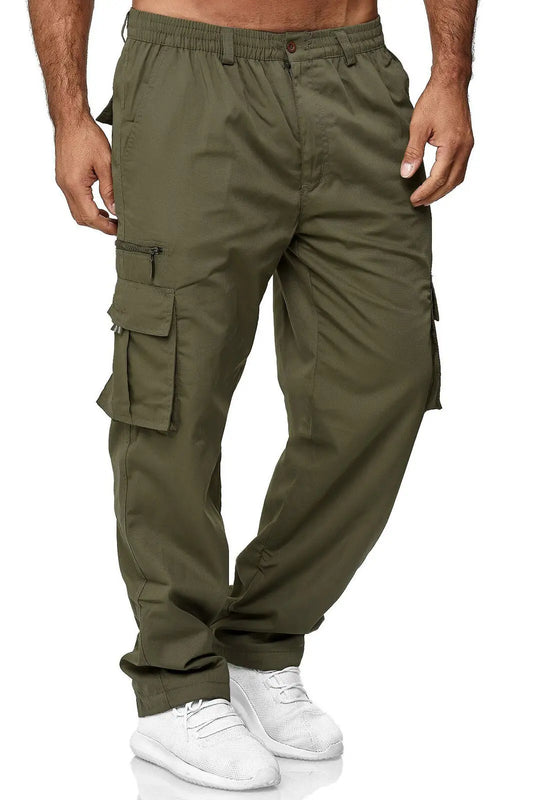 Cralom Men's Outdoor Work Pants - Multi-Pocket Straight Style for Hiking & Fishing
