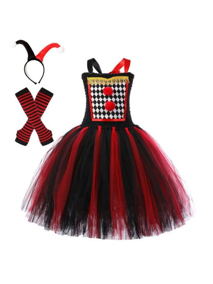 Cralom Girls Pennywise Halloween Costume Kids Scary Clown Fancy Dress
