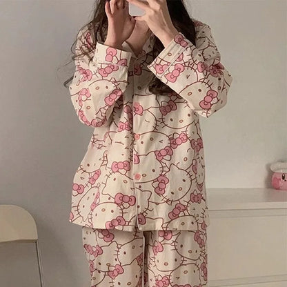 Sanrio Hello Kitty Long Short Pajama Set for Girls by Cralom