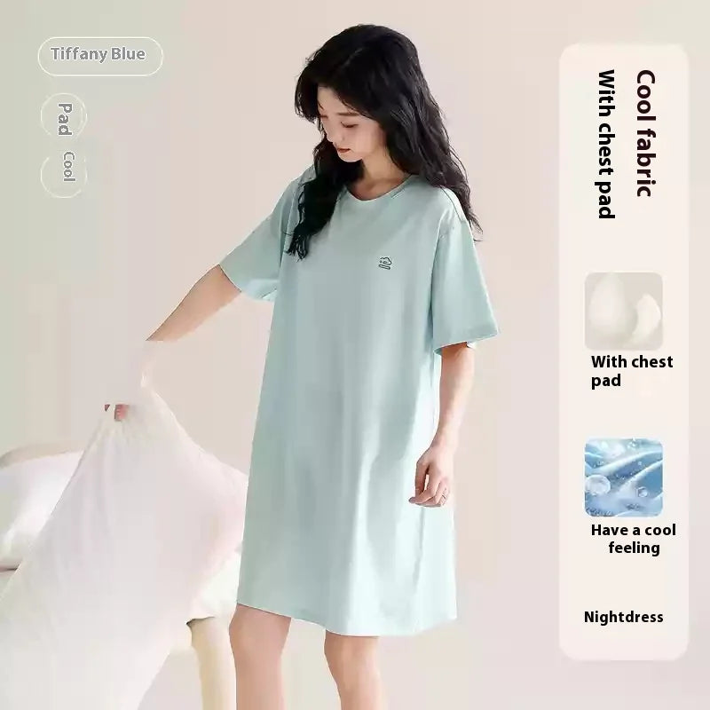 Cralom Modal Nightgown with Chest Pads, 2025 New Simple Pajamas