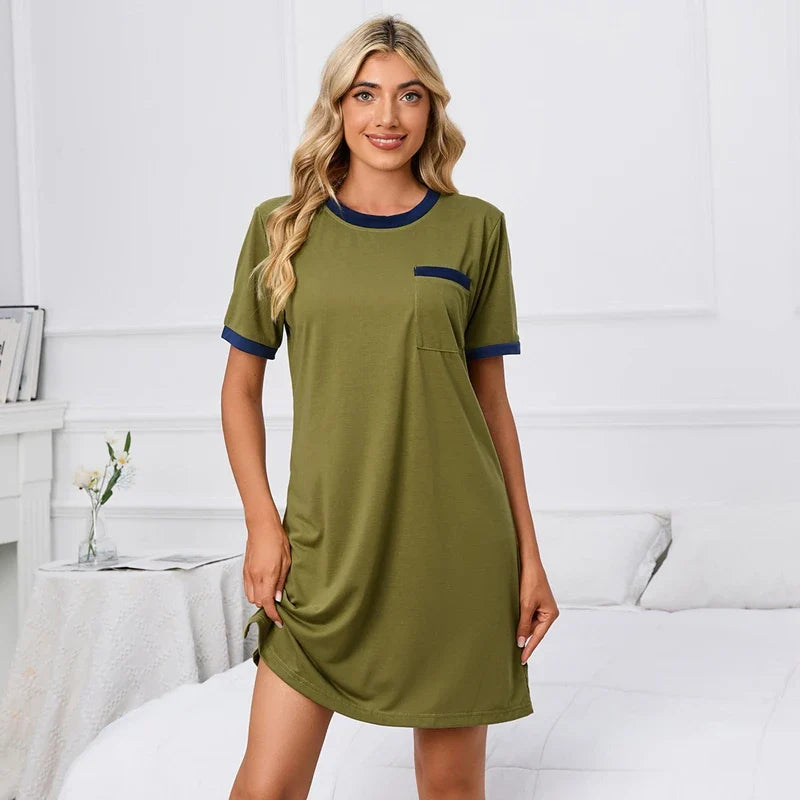 Cralom Soft Short Sleeve Summer Nightgown - Lightweight Women's Sleepdress