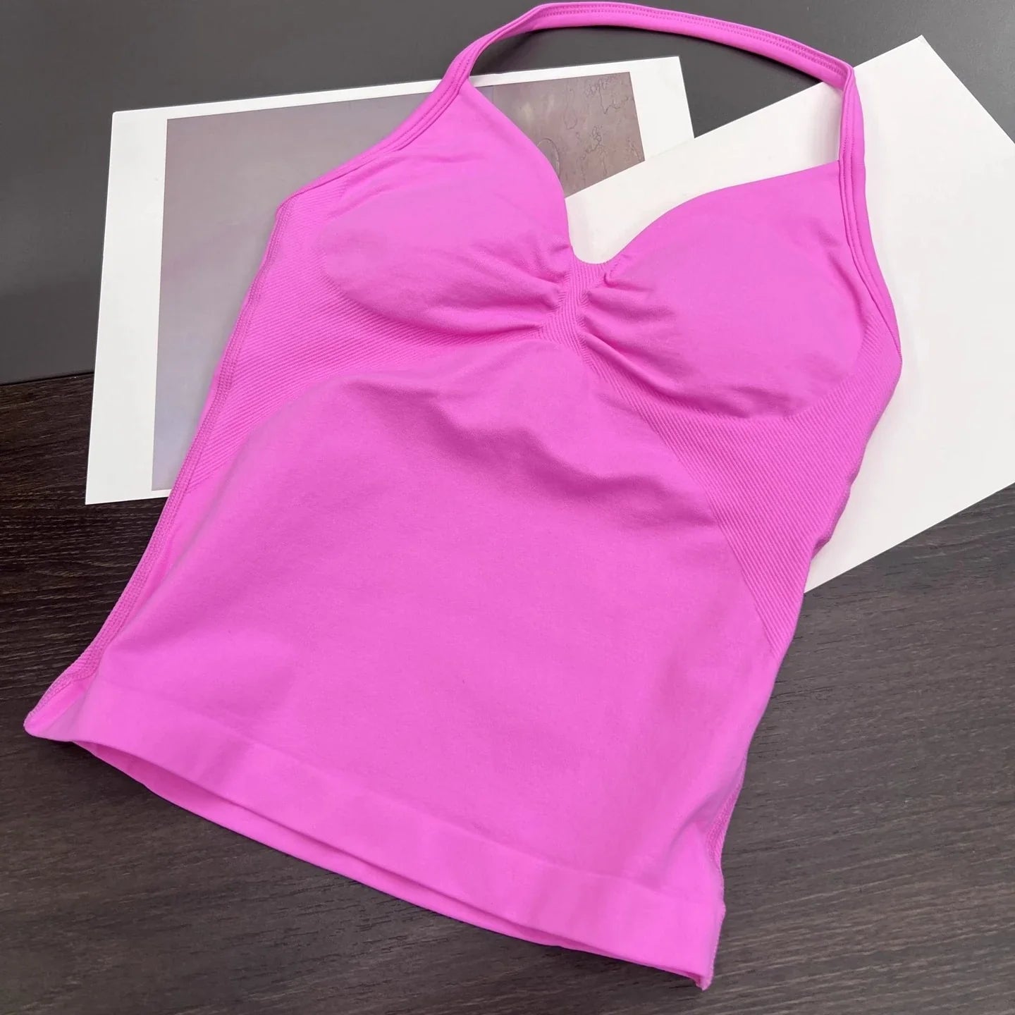 Cralom Seamless Longline Strappy Bra Tank Top with Pads for Yoga and Gym
