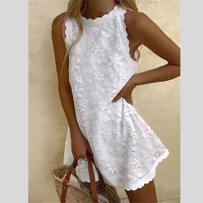 Cralom Floral Embroidery Off Shoulder Summer Dress