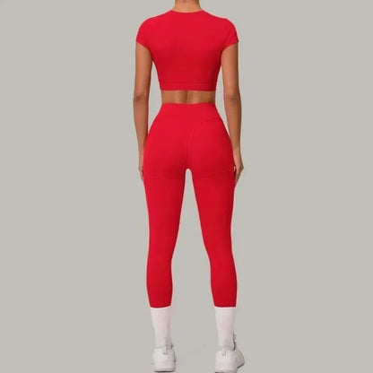 Cralom Seamless Brushed Yoga Set - High Waist Booty Lifting Workout Outfit