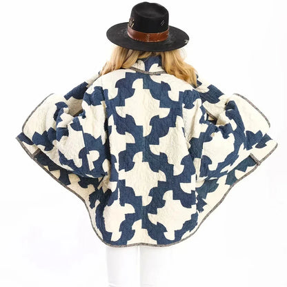 Cralom Lapel Patchwork Coat | Stylish Loose-Fit Jacket for Women