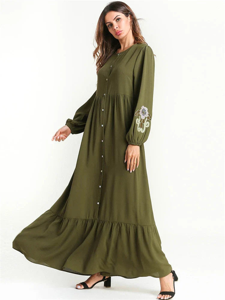 Cralom Ramadan Eid Abaya Kaftan Modest Dress for Muslim Women