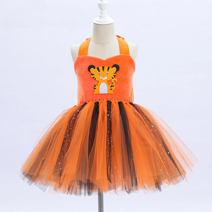 Cralom Baby Girls Halloween Cosplay Tutu Dress Tiger Cow Leopard Zebra Giraffe