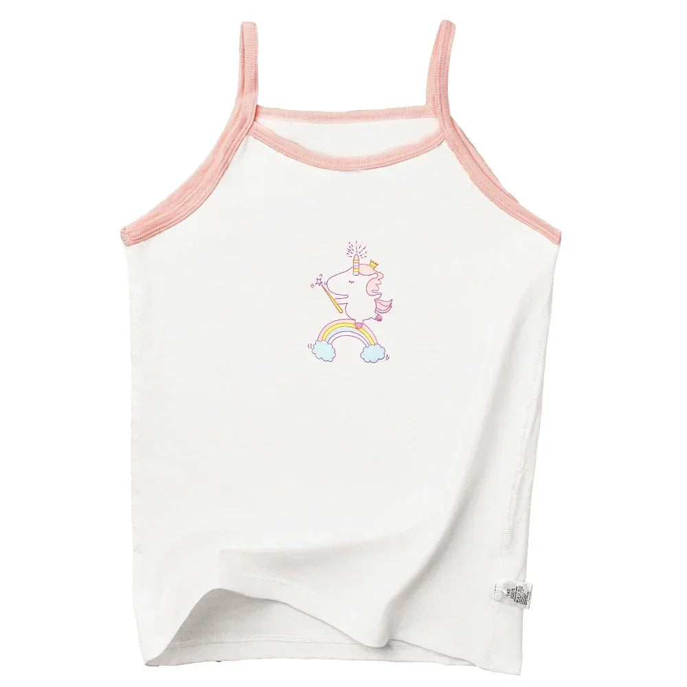 Girls Cotton Singlet Tops Breathable Tank by Cralom - Kids Cartoon Camisole Undershirt