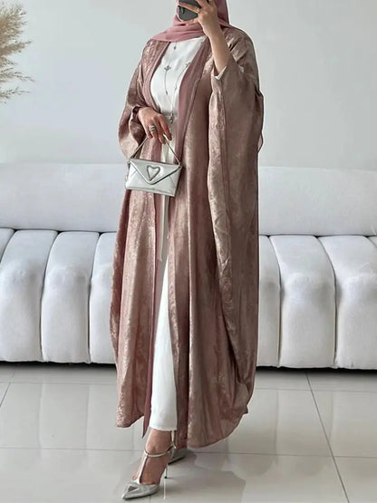 Cralom Elegant Shiny Batwing Kimono Abaya: Modest Muslim Women's Dress