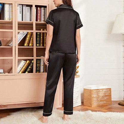 Cralom Women's Summer Pajama Set with Love Embroidery