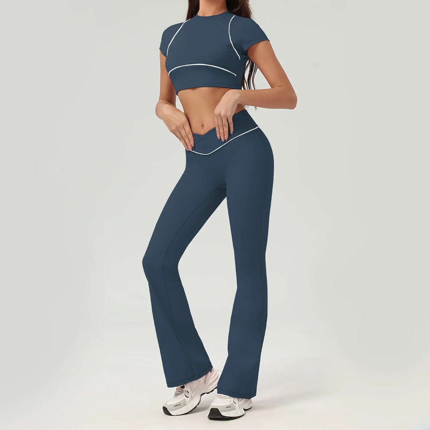 Cralom Women's Tennis Sports Set Gym Workout Skirt Set Yoga Sportswear
