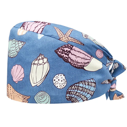 Cralom Cotton Scrub Cap with Sweatband, Tie Back Working Hat for Beauticians