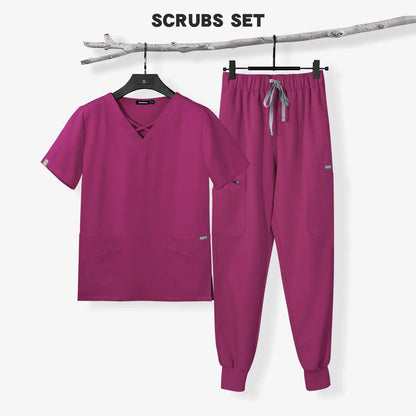 Cralom Pet Shop Medical Scrubs Set for Women with Short Sleeves
