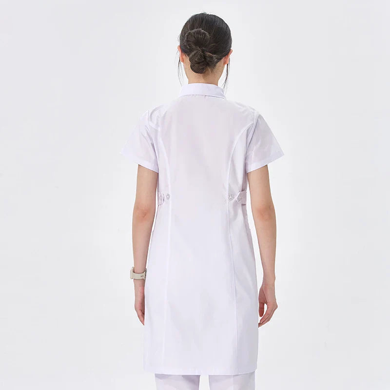 Cralom Flower Print Nurse Gown - ICU Robe Medical Scrub Uniform