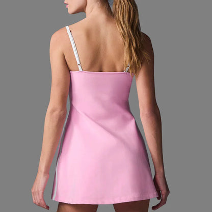 Cralom Yoga Tennis Dress Sportswear with Leggings & Sports Pocket