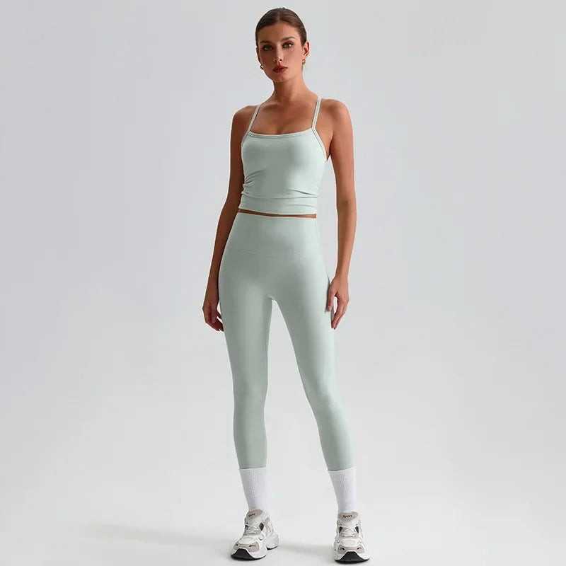 Cralom Naked Feel Seamless Yoga Set: Sports Bra & High-Waisted Leggings