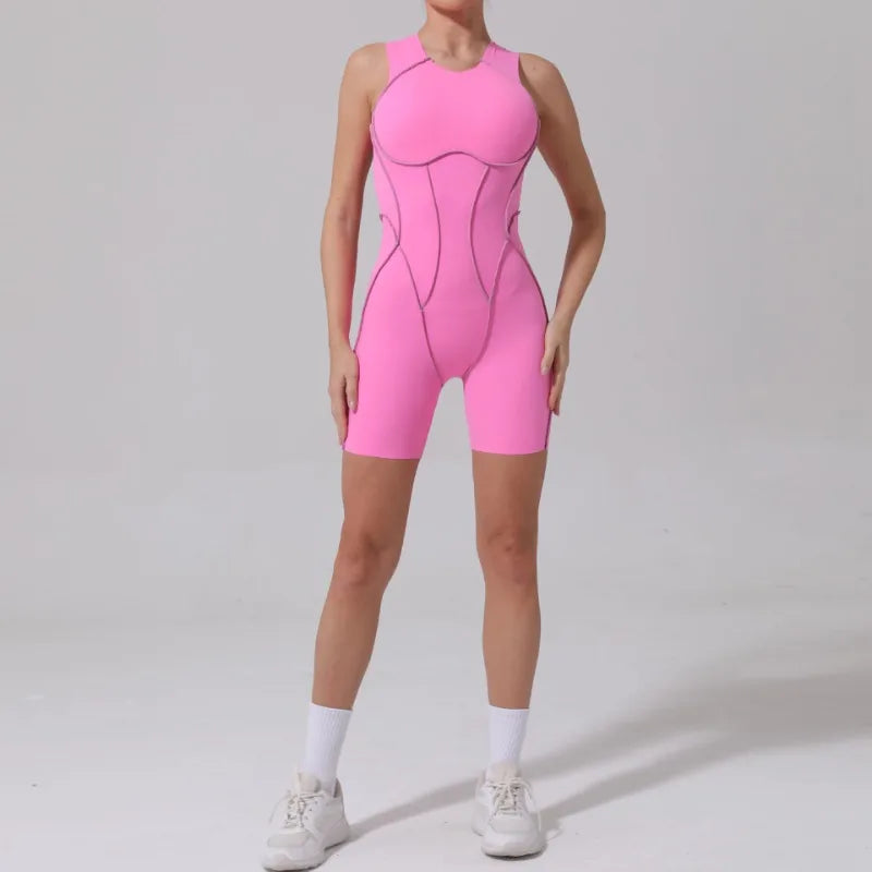 Cralom Seamless Yoga Jumpsuit for Women, Beauty Backless Hollow-out Fitness Tracksuit