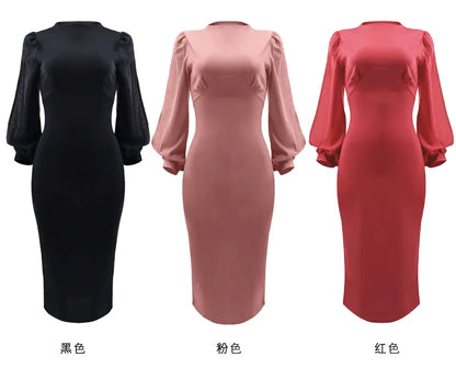 Cralom Round Neck Long Sleeve Hollow Sleeve Women's Dress