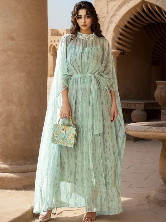Cralom Chiffon Abaya Set - Elegant Evening Ensemble
