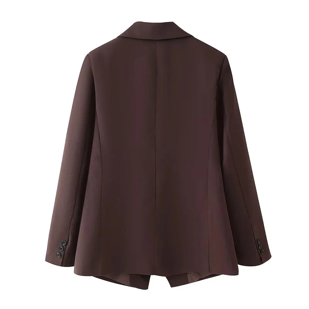 Cralom Chic Patchwork Button Blazer - Women's Fashion Coat