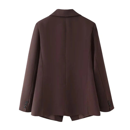 Cralom Chic Patchwork Button Blazer - Women's Fashion Coat