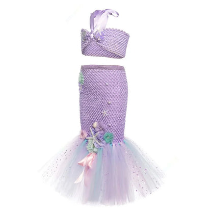 Cralom Mermaid Tutu Costume Headband for Ocean Theme Birthday Party Dress