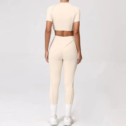 Cralom Seamless Yoga Set: Breathable High-waisted Hip-lifting Trousers for Fitness & Running