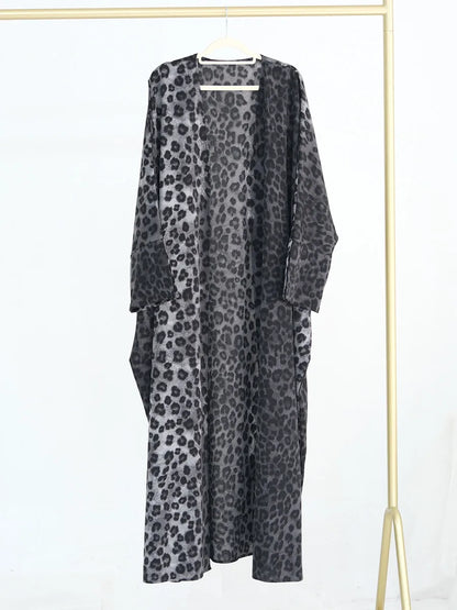Helyn's Eid Leopard Kimono Cardigan Dress: Luxury Ramadan Fashion