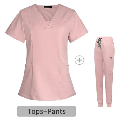 Cralom Multicolour Jogger Scrubs Set: V-neck Top & Pocket Pants