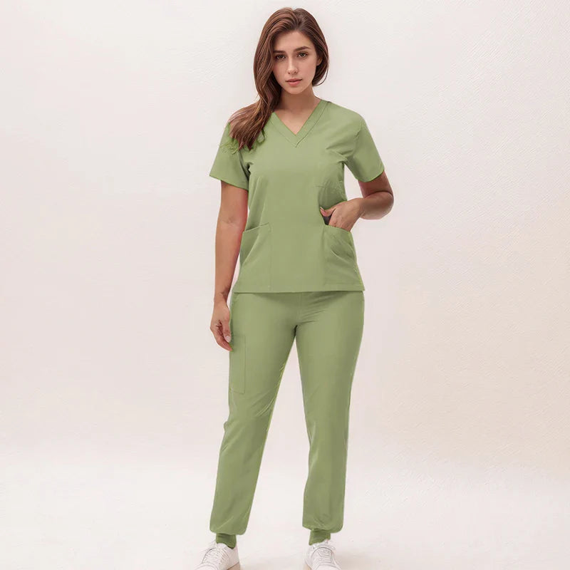 Cralom V-Neck Scrub Set - Premium Nurse Uniform & Doctor Surgical Workwear