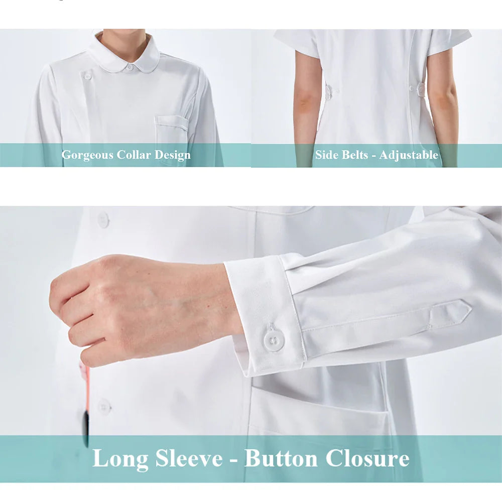 Cralom White Nurse Scrub Set Top and Pant - Hospital Workwear Suit